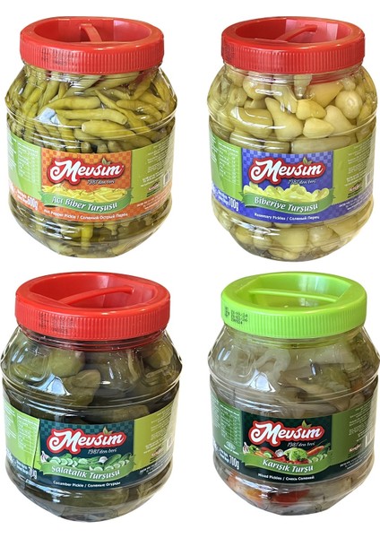 Turşu Biber-Salata-Karışık 1350 gr 4 Lü Karma Koli