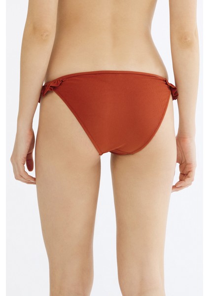 Turuncu Tuva Frill Side Bikini Altı