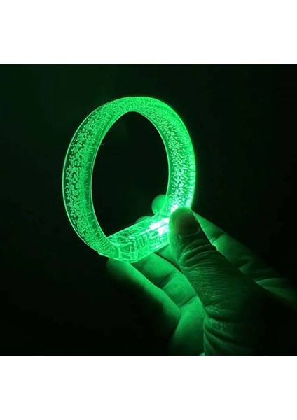 Yeşil LED Işıklı Baskı Yapılabilen Pilli Bileklik Bilezik 1,5 cm Genişlik