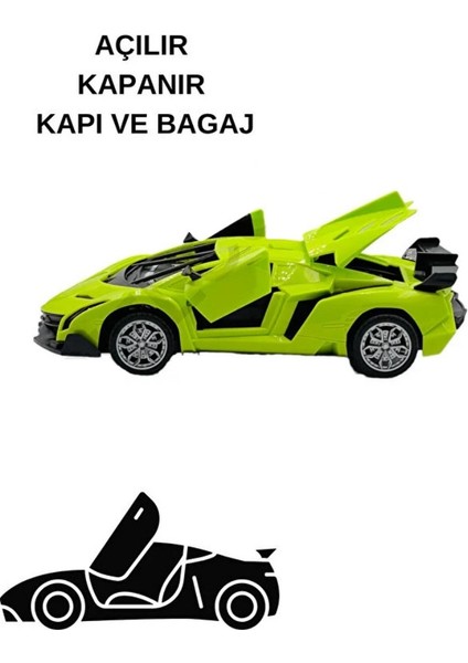 Uzaktan Kumandalı Spor Araba Kapıları Kumanda Kontrollü 1/18 - 789-104 - Yeşil modelleri