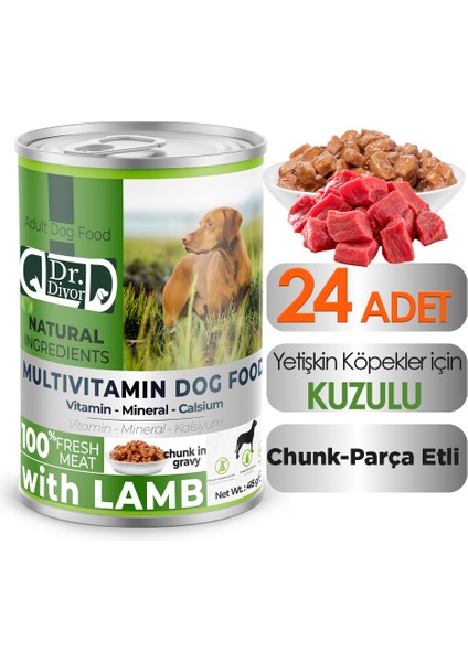 Dr. Diyor Kuzu Etli Yetişkin Köpek Maması 24 Adet