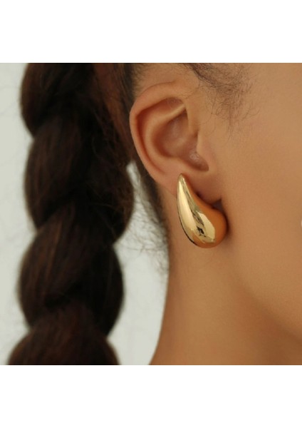 Bombeli Bottega Küpe Damla Model Küpe Gold Renk