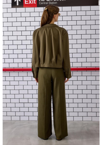 Pile Detaylı Palazzo Pantolon Orman Yeşili fırsatları