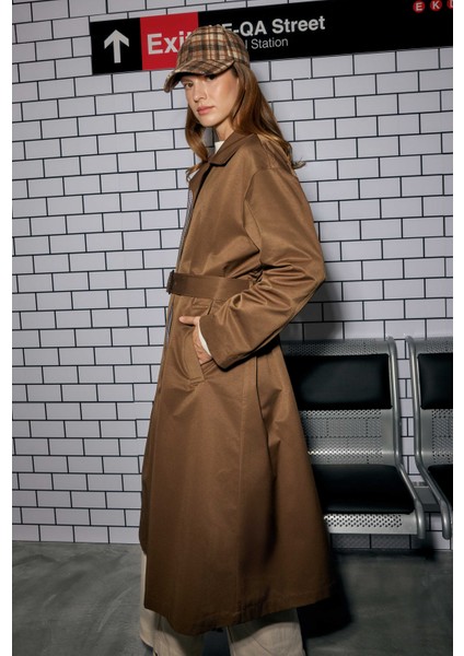 Minimal Trençkot Kahve modelleri