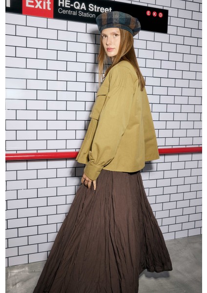 Nervürlü Kanvas Ceket Haki