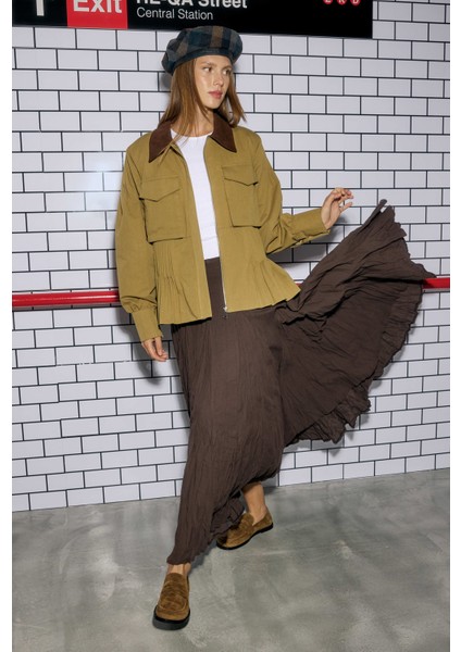 Nervürlü Kanvas Ceket Haki fiyatları