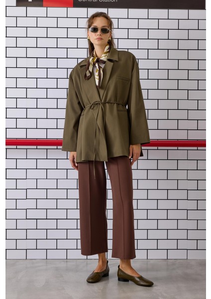 Bağcıklı Poliviskon Ceket Haki fiyatları