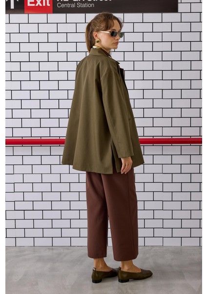 Bağcıklı Poliviskon Ceket Haki fırsatları