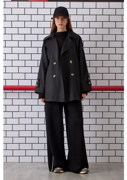 Kruvaze Kesim Trençkot Siyah fiyatları