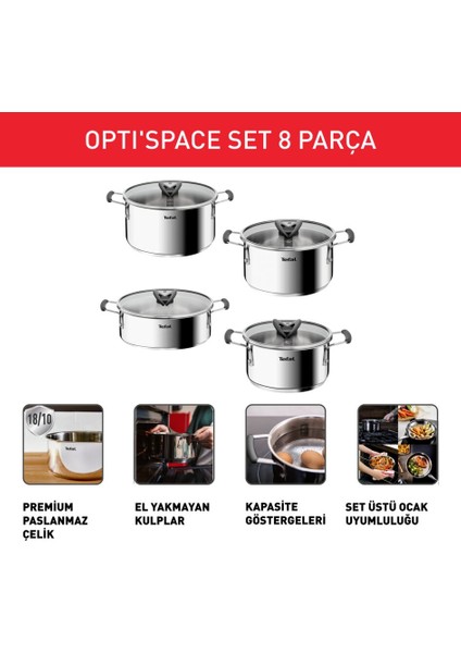 Optispace Tencere Seti - 8 Parça