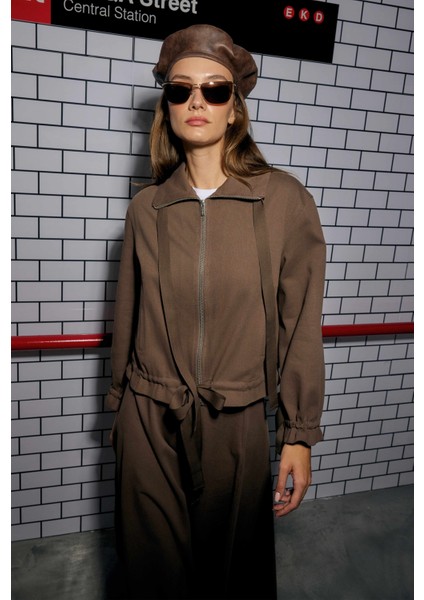 Bağcıklı Helen Ceket Tozlu Kahve