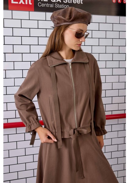 Bağcıklı Helen Ceket Tozlu Kahve fırsatları