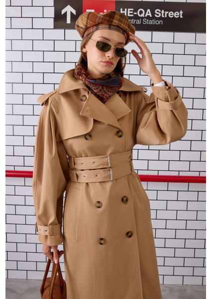 Çift Kemerli Trençkot Camel fiyatları