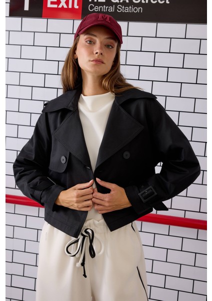 Kısa Trençkot Siyah fiyatları