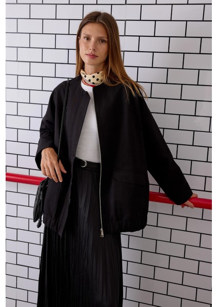 Kanvas Bomber Ceket Siyah modelleri