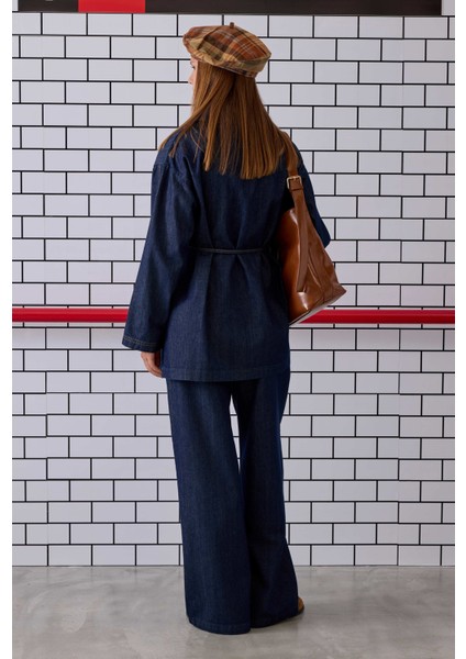 Pile Detaylı Denim Pantolon Mavi fiyatları