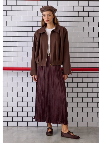 Pile Detaylı Poliviskon Ceket Kahve fırsatları