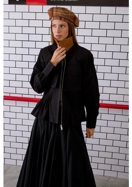 Nervürlü Kanvas Ceket Siyah indirimleri