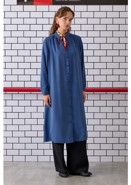 Omzu Büzgülü Gömlek Kot Mavi fiyatları