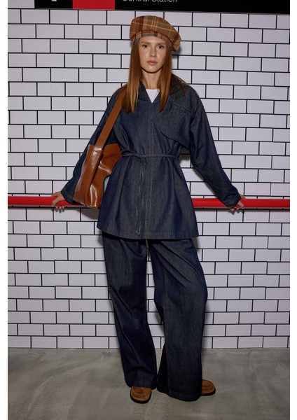 Cep Detaylı Denim Tunik Mavi modelleri