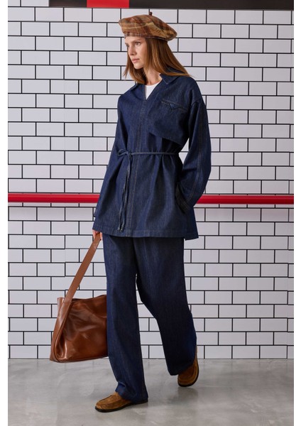 Cep Detaylı Denim Tunik Mavi fırsatları