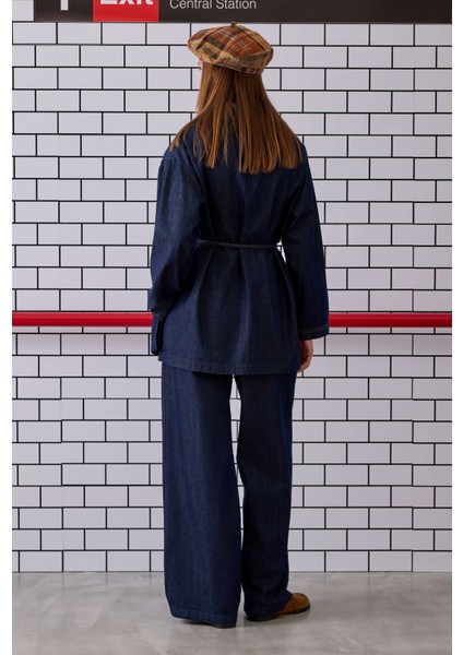 Cep Detaylı Denim Tunik Mavi indirimleri