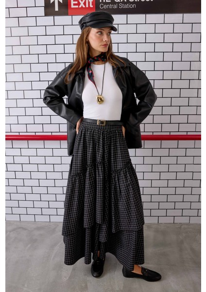 Kareli Bohem Etek Siyah indirimleri