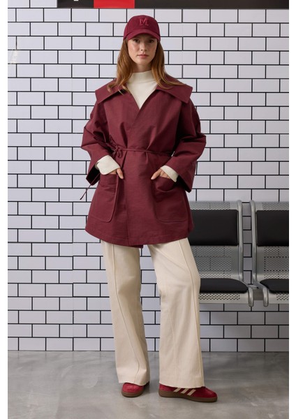 Kimono Ceket Bordo modelleri