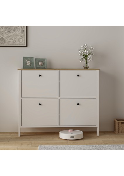 Luna Ayakkabılık Çok Amaçlı Dolap Dresuar Beyaz Meşe fiyatları
