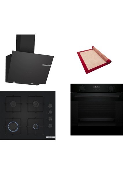 Siyah 3 Lü Ankastre Set 408 ( HUA717BA0T - POP6C6P30O - DWK66PJ60T ) - Buhar Destekli - Pişirme Matı ile