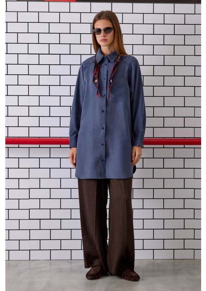 Reglan Kol Basic Gömlek Kot Mavi