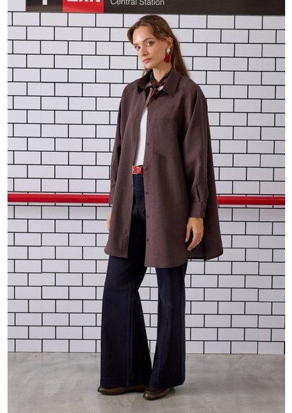 Reglan Kol Basic Gömlek Acı Kahve