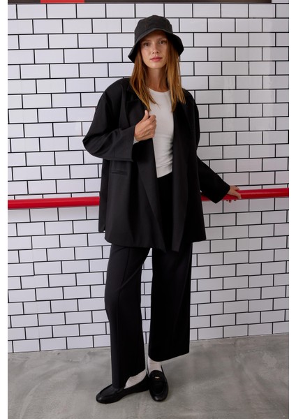 Bağcıklı Poliviskon Ceket Siyah fiyatları