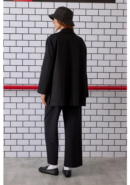 Bağcıklı Poliviskon Ceket Siyah fırsatları