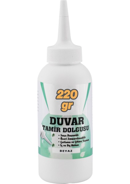 Pratik Duvar Çatlak Delik Giderici Tamir Dolgusu ( 220 gr ) Beyaz Macun Boşluk Doldurucu Onarıcı