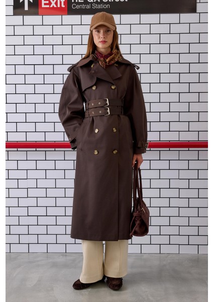 Çift Kemerli Trençkot Acı Kahve fırsatları