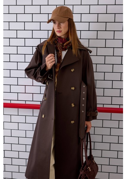 Çift Kemerli Trençkot Acı Kahve indirimleri