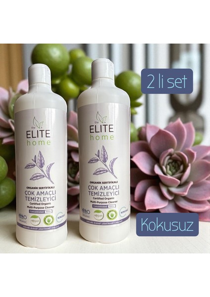 Organik ve Vegan Sertifikalı Çok Amaçlı Temizleyici 2 Li Set Kokusuz 750 ml *2