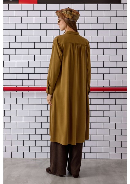 Omzu Büzgülü Gömlek Camel fırsatları