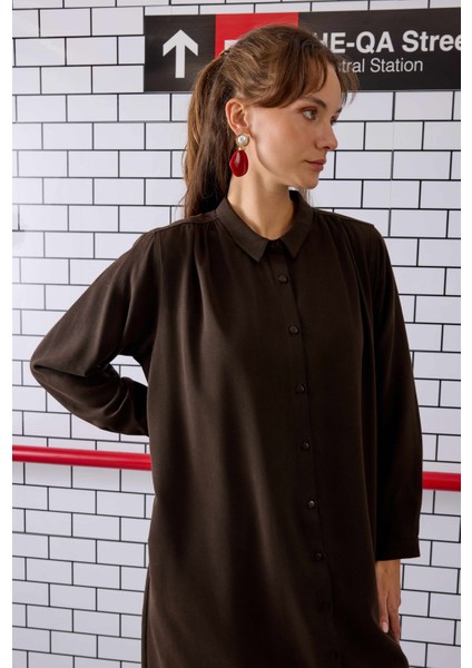 Omzu Büzgülü Gömlek Acı Kahve fırsatları