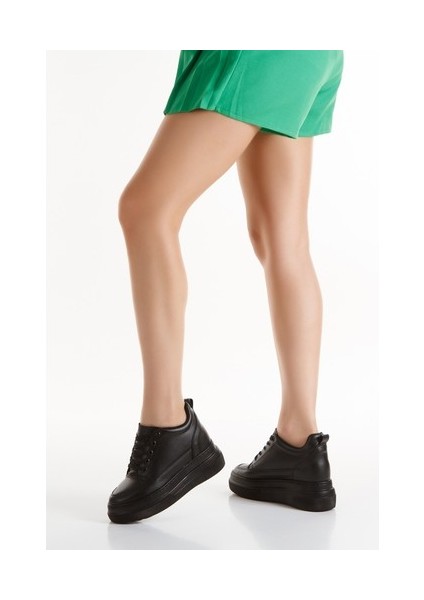 Siyah Kadın Gizli Topuklu Bağcıklı Spor Ayakkabıe indirimleri