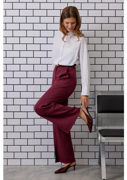 Yırtmaç Detaylı Pantolon Bordo fiyatları
