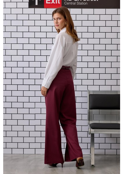 Yırtmaç Detaylı Pantolon Bordo indirimleri