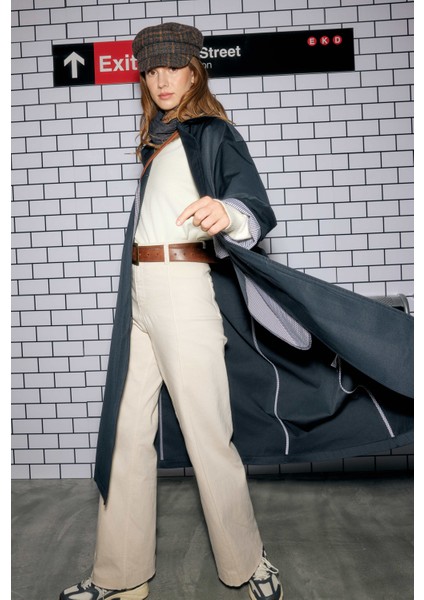 Minimal Trençkot Lacivert modelleri