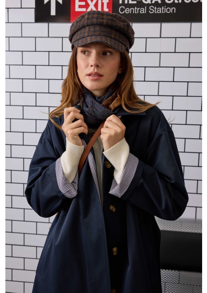 Minimal Trençkot Lacivert indirimleri