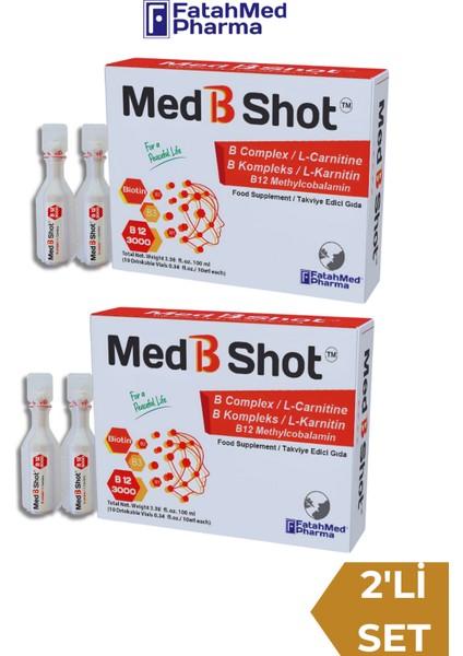 B12 Kompleks Vit. (METİLKOBALAMİN) ,B1 ,B2,B3,B5,B6,B1 ,Biotin ,L Karnitin 2'li Avantaj Paket