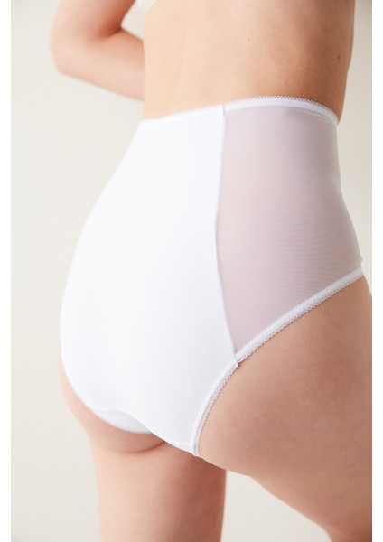Beauty Mesh Yüksek Bel Beyaz Slip Külot