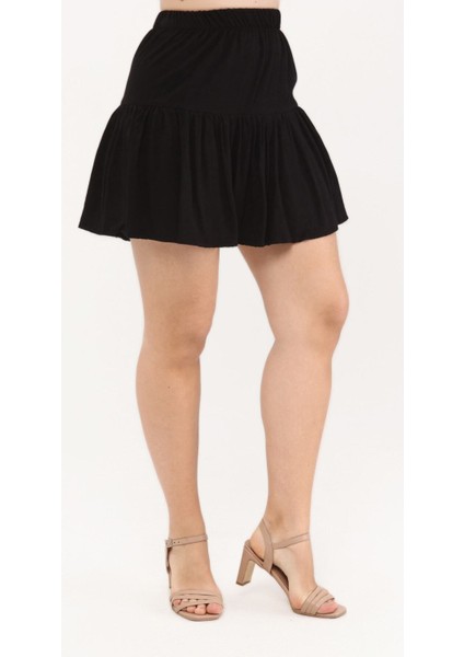 Siyah Belmando Midi Viskon Kumaş Şort Etek fırsatları