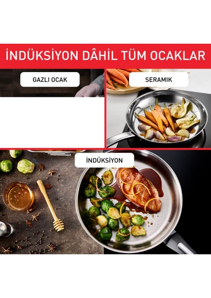 Duetto İndüksiyon Tabanlı 8 Parça Çelik Tencere Seti