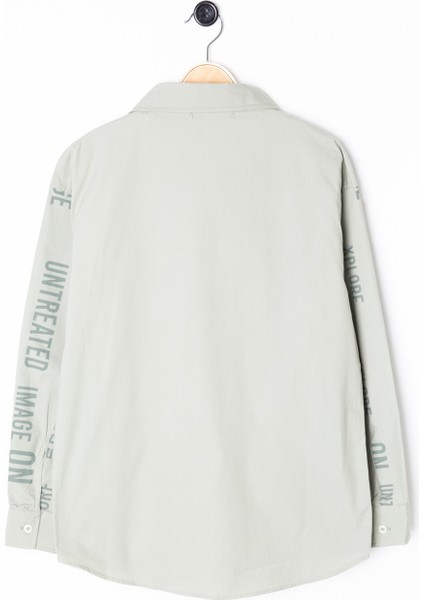 Haki Yazı Baskılı Gömlek Beyaz Tişörtlü Erkek Çocuk 2'li Takım 20138 fırsatları